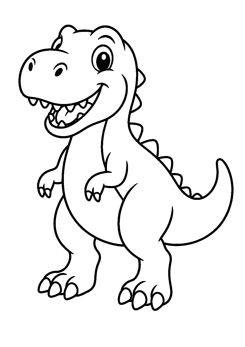 Free t-rex coloring page of a friendly dinosaur standing tall