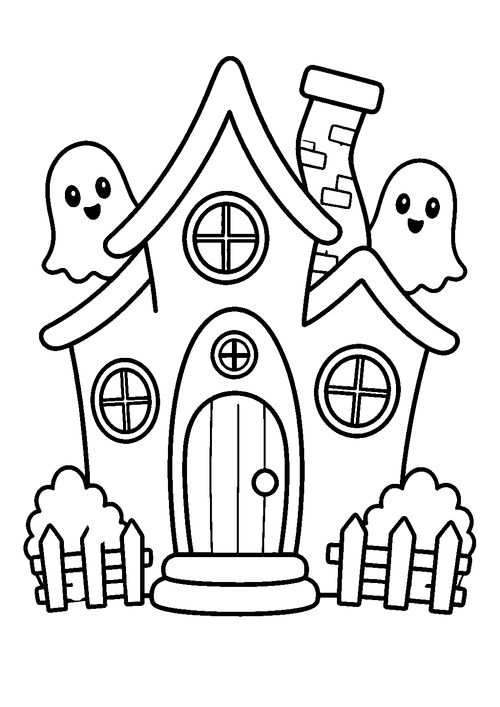 Halloween coloring pages printable with a haunted house outline for kids