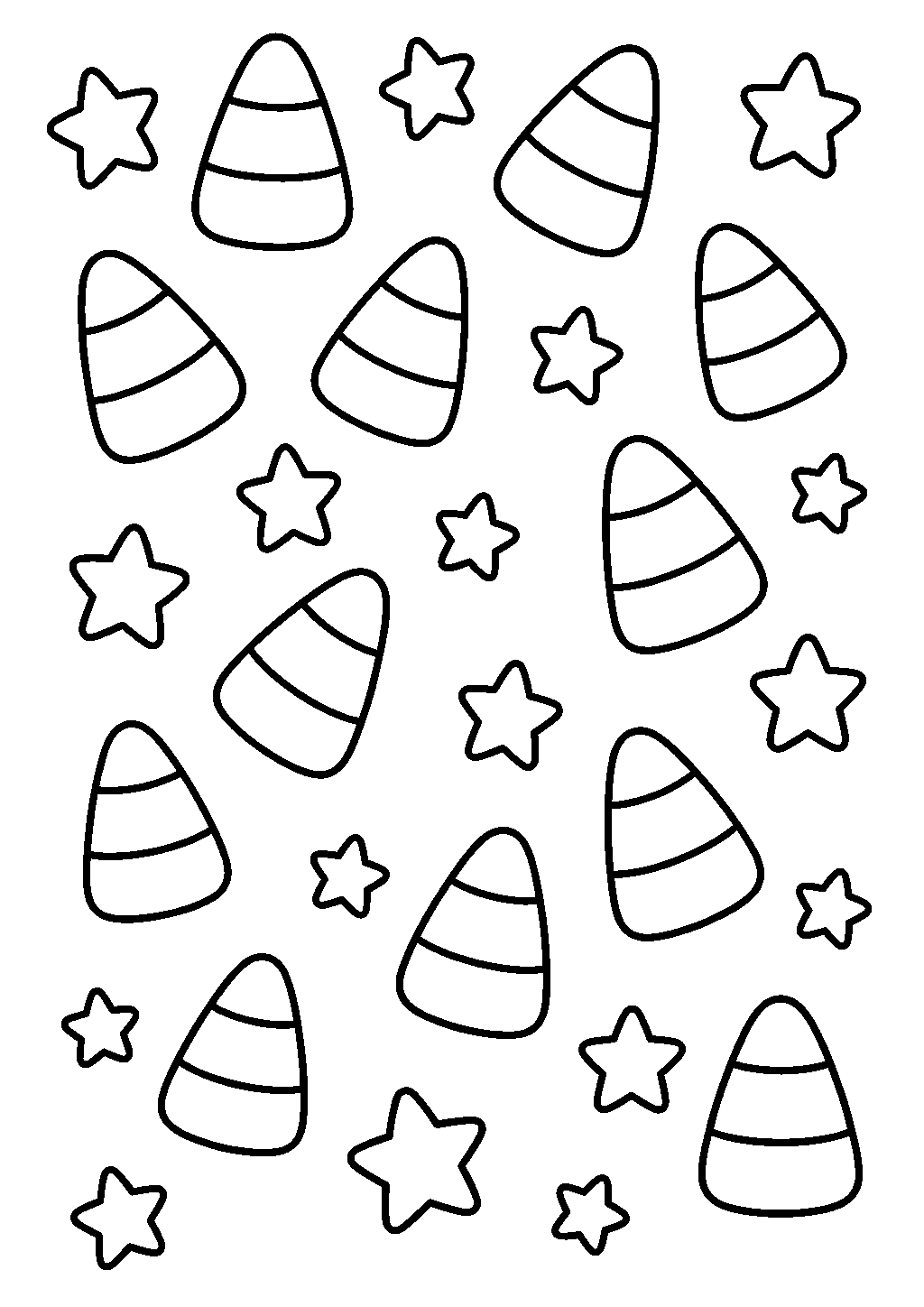 Free printable halloween coloring pages with candy corn and stars
